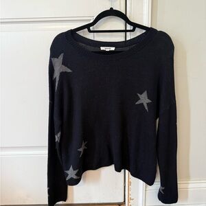 Splendid. Wildfox Midnight Black Sweater with Gray Stars. Size small